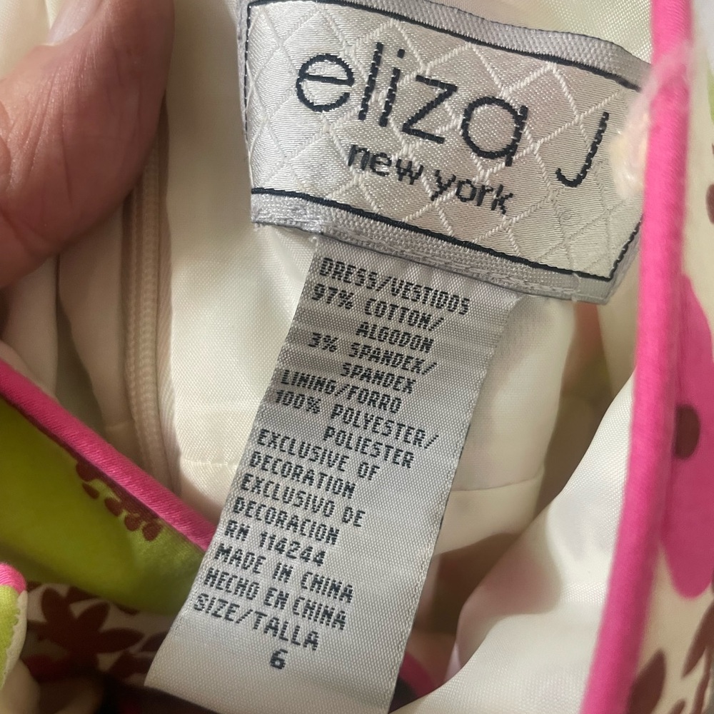 Eliza J Pink Floral Print Dress with Green Accents - Picture 3 of 3